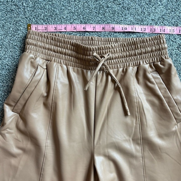 Open Edit Faux Leather Wide-Leg Pants — Camel Tan, Vegan Leather, Pull-On - Med - Picture 6 of 10